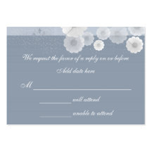 Blue And White Floral Wedding Response Card Business Card