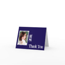 Blue and White Grunge Frame Thank You card