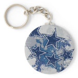 BLUE AND WHITE GRUNGE STYLE STARS KEYCHAINS