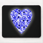 Blue and White Heart. Patterned Heart Design. Mouse Pads