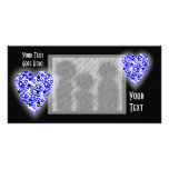 Blue and White Heart. Patterned Heart Design. Personalised Photo Card