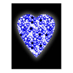 Blue and White Heart. Patterned Heart Design. Post Card