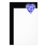 Blue and White Heart. Patterned Heart Design. Personalized Stationery