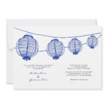 Blue and White Lanterns Wedding Invitation