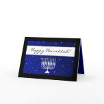Blue and White Menorah Snow Happy Hanukkah Cards