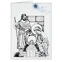 Blue and White Original Nativity Greeting Cards