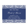 Blue and White Personalised Damask Save the Date
