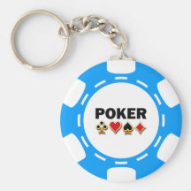 BLUE AND WHITE POKER CHIP KEY CHAINS