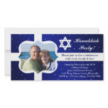 Blue and White Snow Hanukkah Party Photo Card photo cards