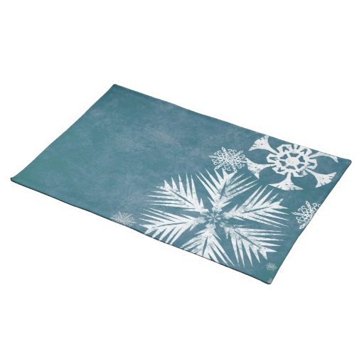 Blue and White Snowflakes Christmas Placemats Zazzle.co.uk