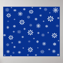 Blue and white snowflakes pattern print