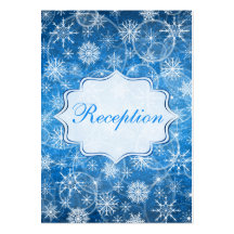 Blue and White Snowflakes Reception Enclosure Card Business Card