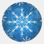 Blue and White Snowflakes Wedding Envelope Seal Round Stickers