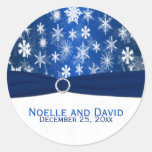 Blue and White Snowflakes Wedding Sticker