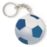 Blue and White Soccer Ball Keychain
