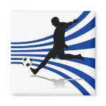 Blue and White Soccer Player Magnet
