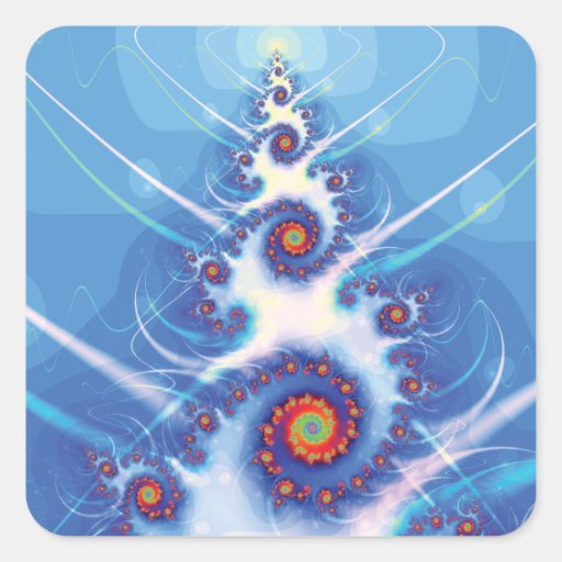 Blue and White Spiral Fractal Sticker