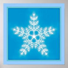Blue and White Star Snowflake Posters