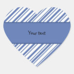 blue and white stripes heart sticker