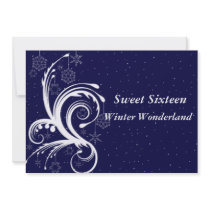 Blue and White Sweet Sixteen Invitation