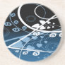 Blue and White Swirling Vines Beverage Coaster
