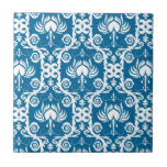 Blue and White Tulip Damask Tile