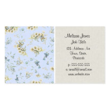 Blue and white vintage floral print business card template