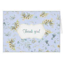 Blue and white vintage floral thank you card