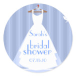 Blue and White Wedding Dress Bridal Shower stickers