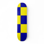 blue and yellow checherboard skateboards