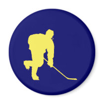 BLUE AND YELLOW HOCKEY FRIDGE MAGNETS