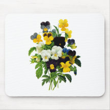 Blue and Yellow Pansies by Pierre Joseph Redoute Mouse Pad