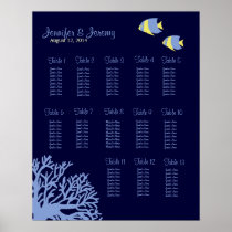 Blue and Yellow Tropical Fish Seating Chart Posters