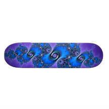 Blue Arabesque on Purple - sparkly Julia fractal Skate Board Decks