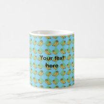 Blue argyle banana pattern mugs