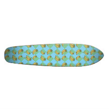 Blue argyle banana pattern skate deck