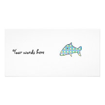Blue argyle shark customized photo card