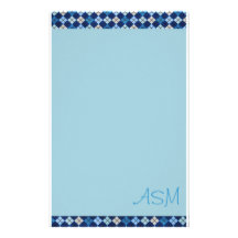 Blue Argyle Stationery