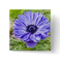 Blue Aster Flower Square Pin