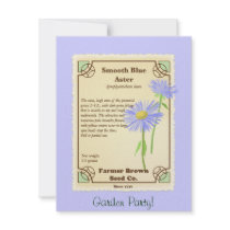 Blue Aster Seed Packet Personalised Invite