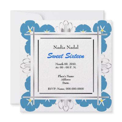 Blue Aster Sweet Sixteen Invitation-Customise by wholeheartedly