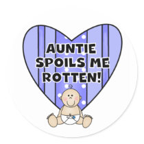 Blue Auntie Spoils Me Tshirts and Gifts Round Stickers