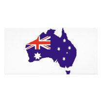 Blue Aussie Map Flag Personalized Photo Card