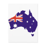 Blue Aussie Map Flag Postcards