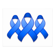Blue Awareness Ribbon Trio Postcard