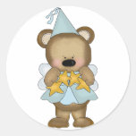 Blue Baby Bear Princess Round Stickers
