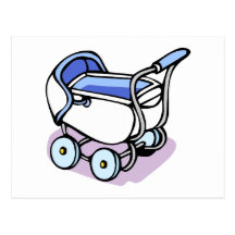 blue baby buggy postcard