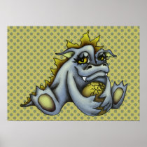 Blue baby dragon poster