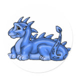 Blue Baby Dragon Round Stickers