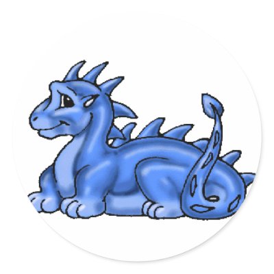 Blue Baby Dragon Round Stickers by fstasu52